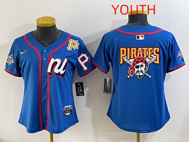 Youth 2025 Pittsburgh Pirates Blank Blue All star Nike MLB Jersey style 04